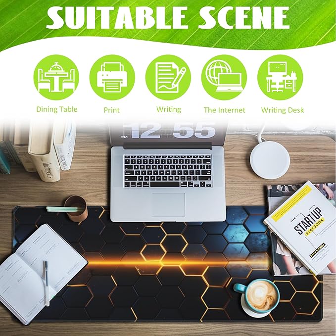 Eflxamz Large Gaming Mouse Pad for Desk, Honeycomb Technology Desk Pad - Image 3