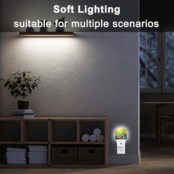 YESPOAK Night Light, Retro Abstract Daisy Night Lights Plug Into Wall Dusk to - Image 4