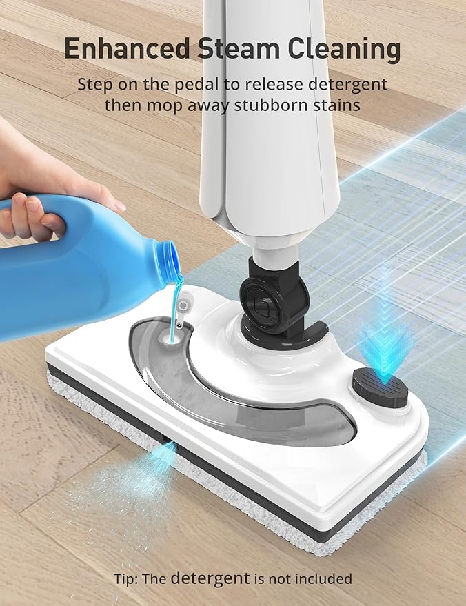 Black Steam Mop for Hardwood Floors, 1300W 25S Heat Up Floor Steamer - Image 7