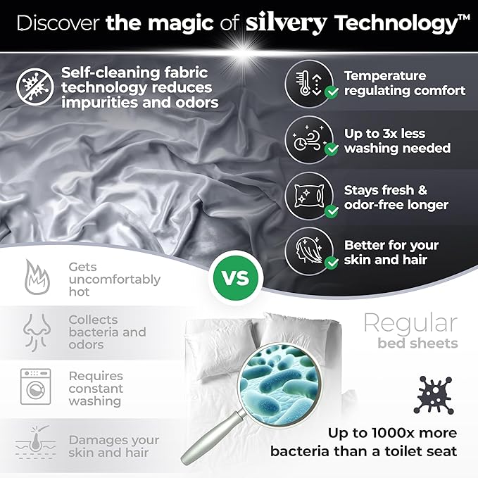 Silvery Silver Infused Bed Sheets Set - Image 2