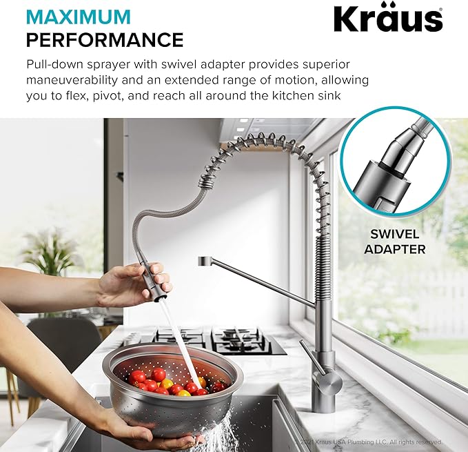 KRAUS Oletto Commercial Style Single Handle Pull Down Kitchen Faucet - Image 7