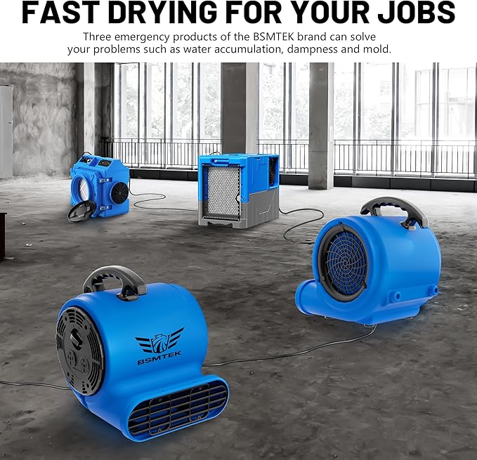 BSMTEK Air Mover Blower Fan, Industrial 1/2HP 2500CFM Monster Floor Blower - Image 7