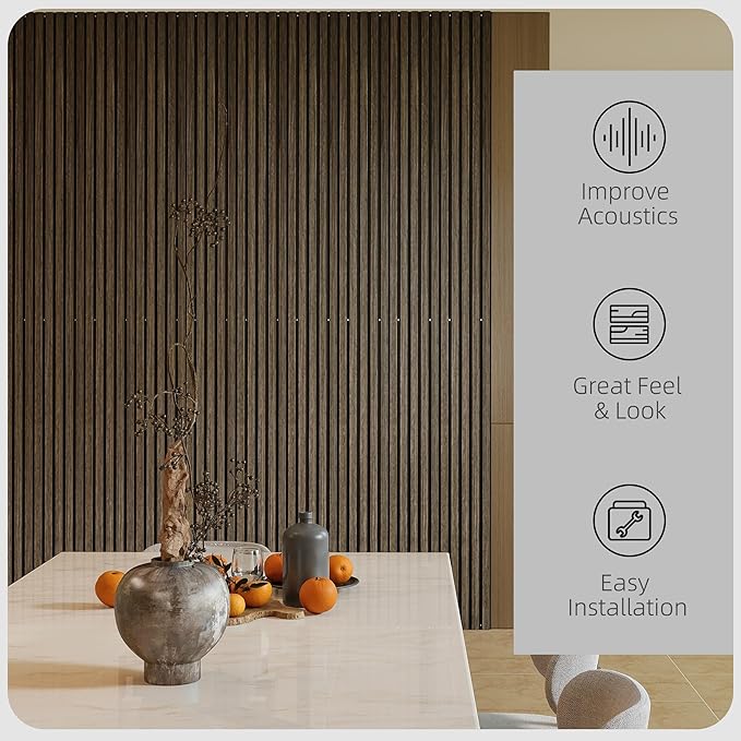HOMCOM 4 Pack 3D Acoustic Panels, Wood Slat Wall Paneling - Image 3