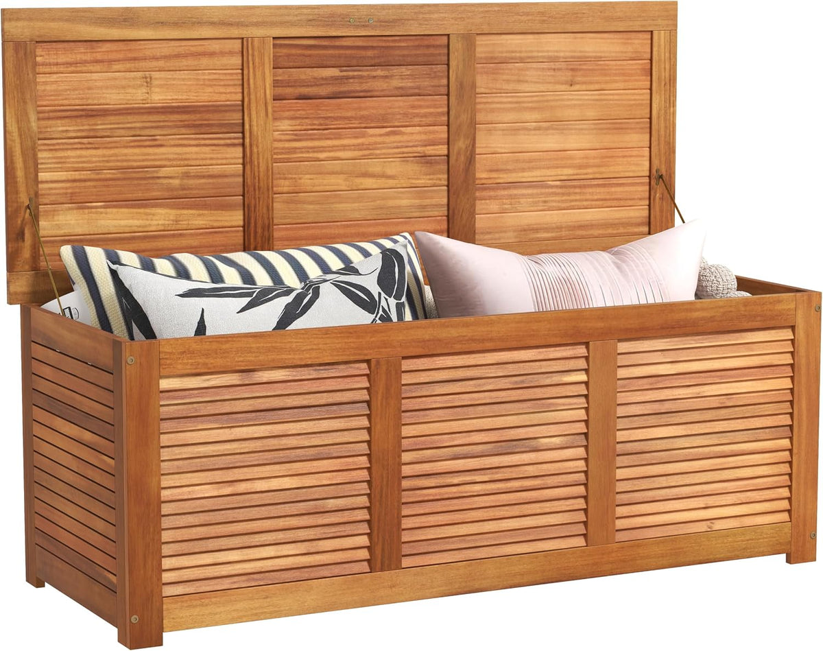 relax4life deck box acacia wood, 46 gallon backyard, main product view