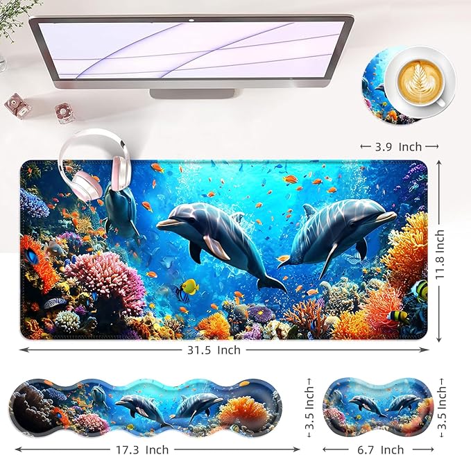 BFUKVOU Large Keyboard Mouse Pad Set, Extended Mouse Pad+Keyboard Wrist Rest - Image 6