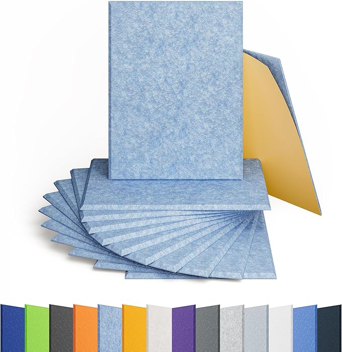 Amantech 12 Pack Acoustic Panels Self Adhesive Sound Proof Foam, High Density by Amantech