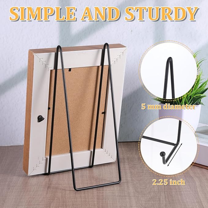 Dimeho 6 Pack 10 Inch Metal Plate Holder Black Display Stand Decorative Easel - Image 3