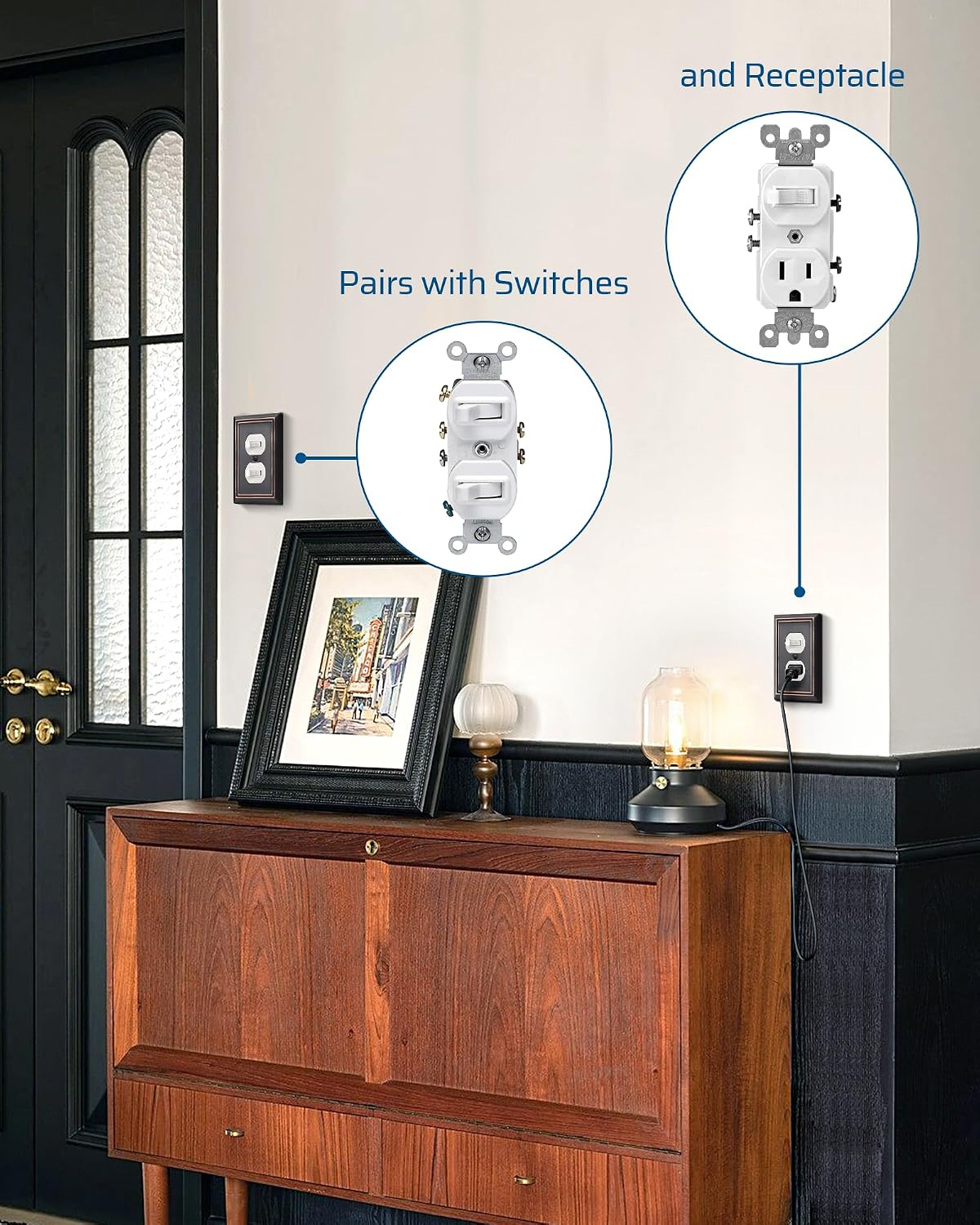 DEWENWILS 4 Pack Duplex Wall Plate, Metal Aged Bronze Wall Outlet Covers | 3.14"W x 4.92"H, Metal Face for Living Room, Bedroom, Kitchen, Fits GFCI, Dimmer, Toggle Switch