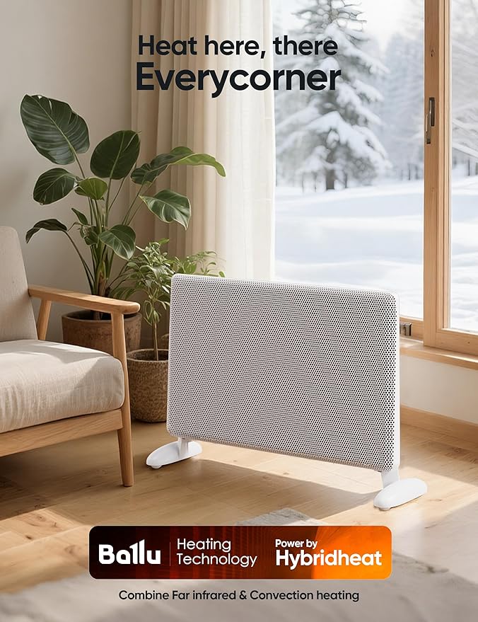 Ballu Mica Infrared Space Heater Indoor Use, Large Room Panel Heater - Image 6
