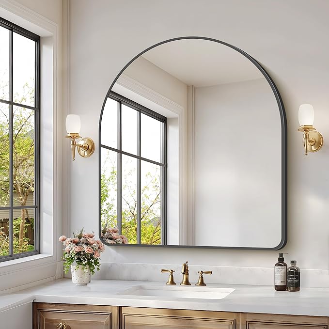 Arched Bathroom Mirror, Wall Mounted Mirror, Living Room, Vertically Hanging by GLASHOM