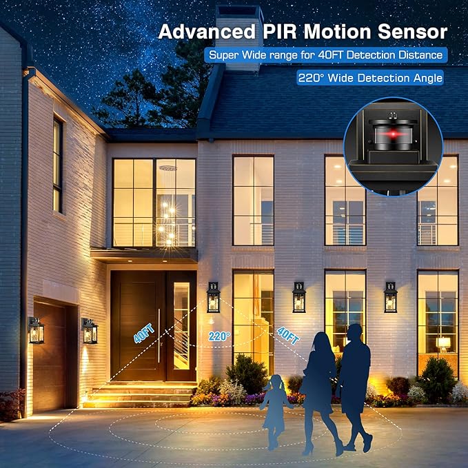 Motion Sensor Outdoor Lights Wall Mount, Dusk to Dawn Exterior Light Fixture - Image 4
