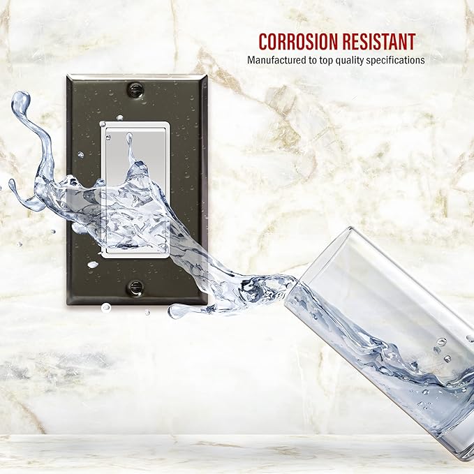 ENERLITES Decorator Switch Metal Wall Plate, Stainless Steel Outlet Cover - Image 3