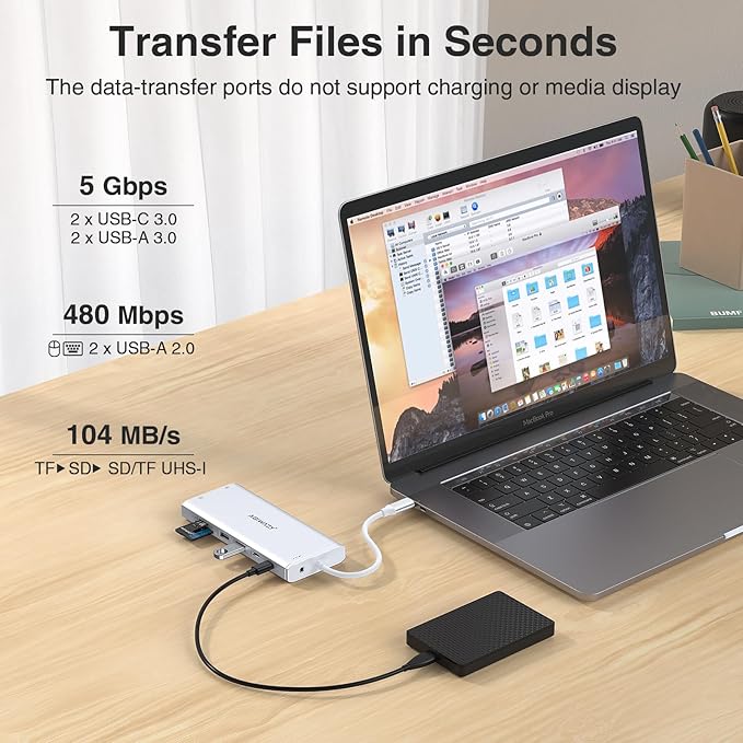 USB C Hub USB-C Docking Station Dual Monitor 14 in 1 Triple Display Multiport - Image 6