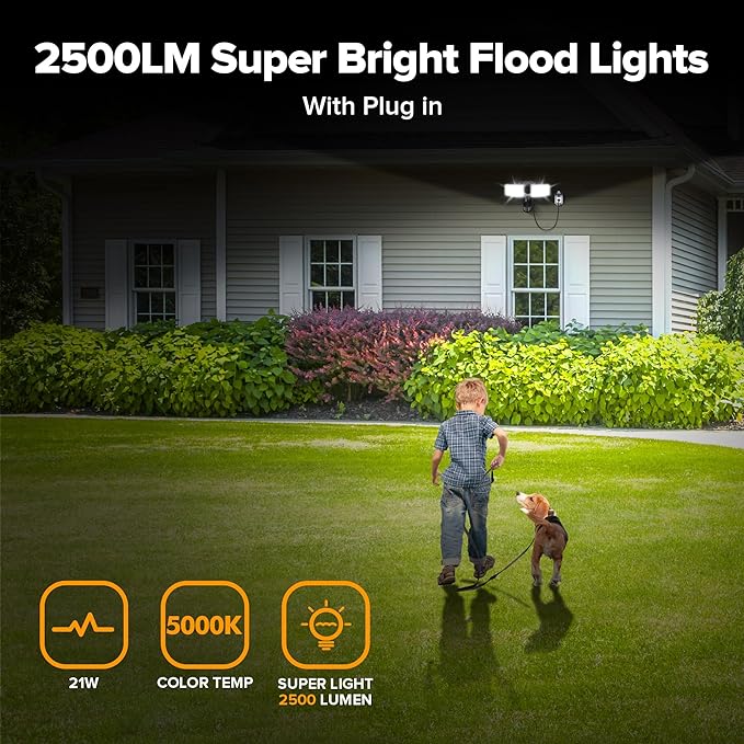 LUTEC 21W Plug in Motion Sensor Light Outdoor, Flood Lights Outdoor Motion - Image 2