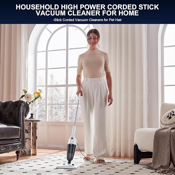 FUNCCUBE Stick Vacuum Cleaner, Corded 2-in-1 Lightweight Vacuum - Image 2