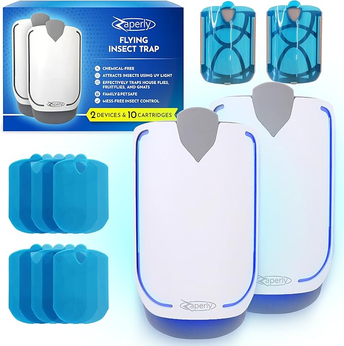 Zaperly 2 Fruit Fly Traps & 10 Adhesive Cartridges, Indoor Plug-in Bug Catcher by Unknown