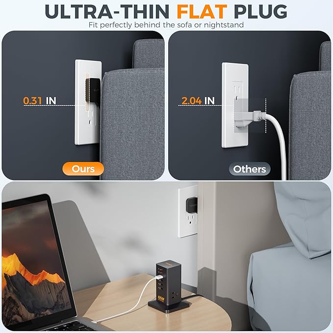 USB Charging Station for Multiple Devices PD 65W, TESSAN 9-in-1 USB C Charger - Image 2