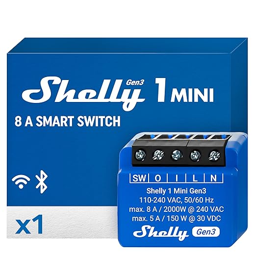 Shelly 1 Mini Gen3 | WiFi Smart Switch Relay 1 Channel 8A | Home Automation | by Shelly