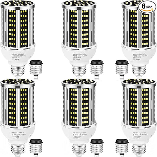50W LED Corn Light Bulb, 5000K Commercial Grade Daylight E26/E39 6500LM Medium by YANYCN