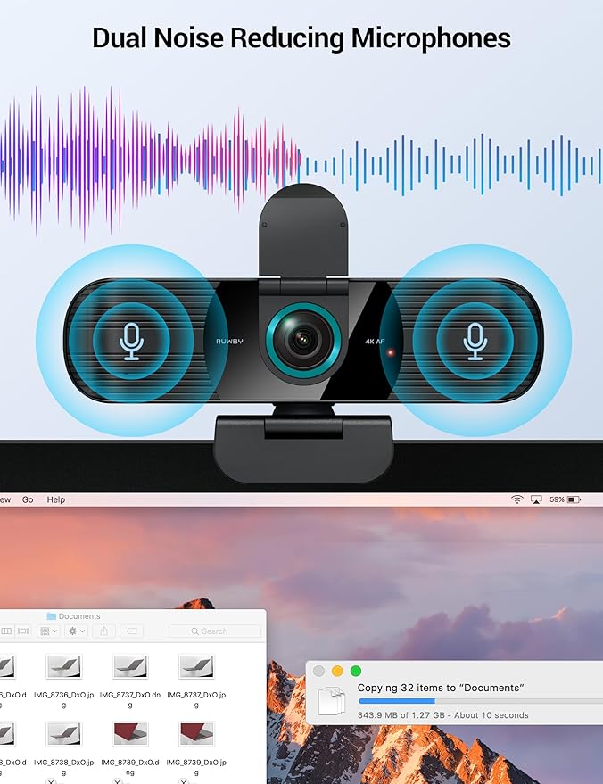 RUWBY UHD 4K Webcam with Built-in Dual Mics, Wide-Angle Lens, Privacy Cover - Image 5