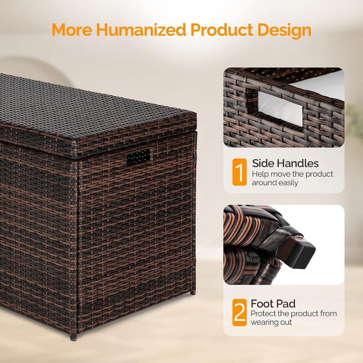vingli 132 gallon outdoor wicker storage box, package contents
