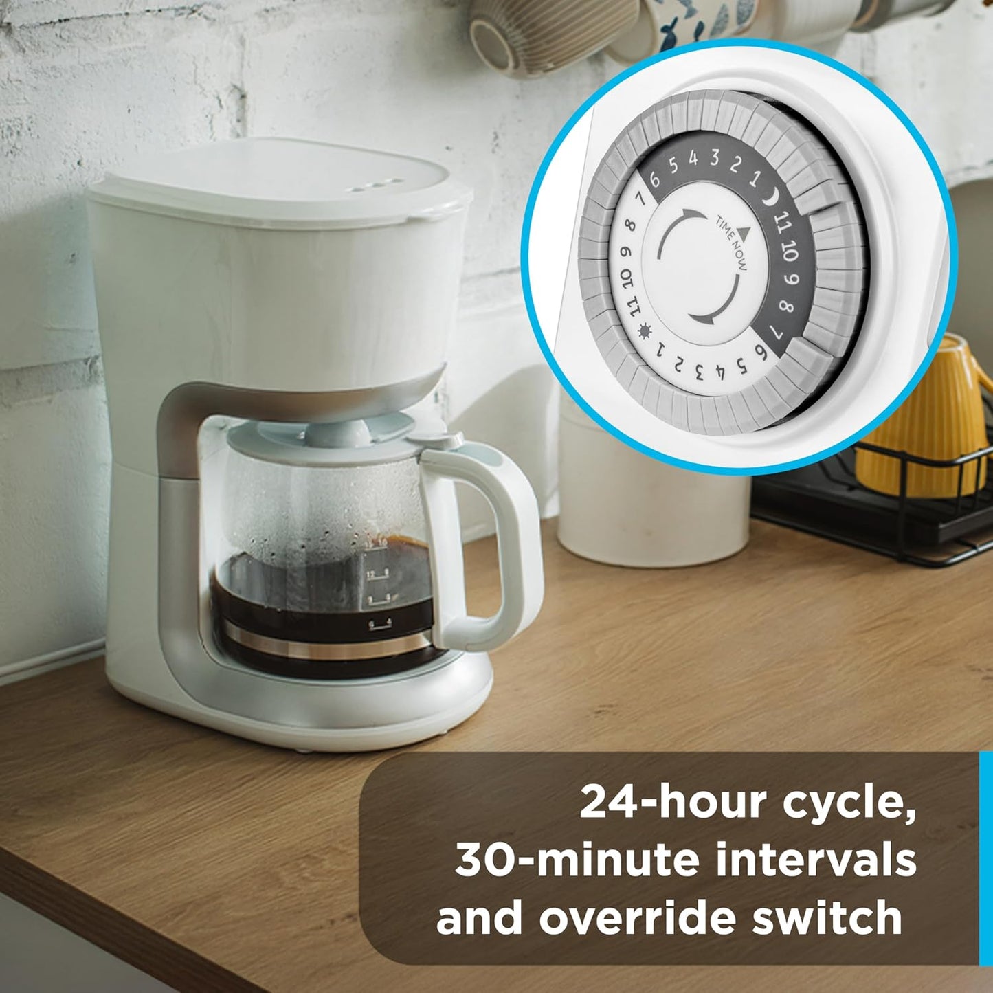 GE 24‑Hour Plug-in Mechanical Timer Outlet, 2 Grounded Outlets, 2 Pack | Plug-in Control for Indoor Lighting, Lamps, Christmas Trees, Manual Override Switch, 30-Minute Intervals
