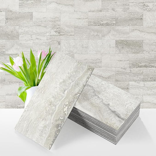 Vamos Tile 100-Piece Matt Beige Mixed Grey Slate Peel and Stick Backsplash by VamosTile