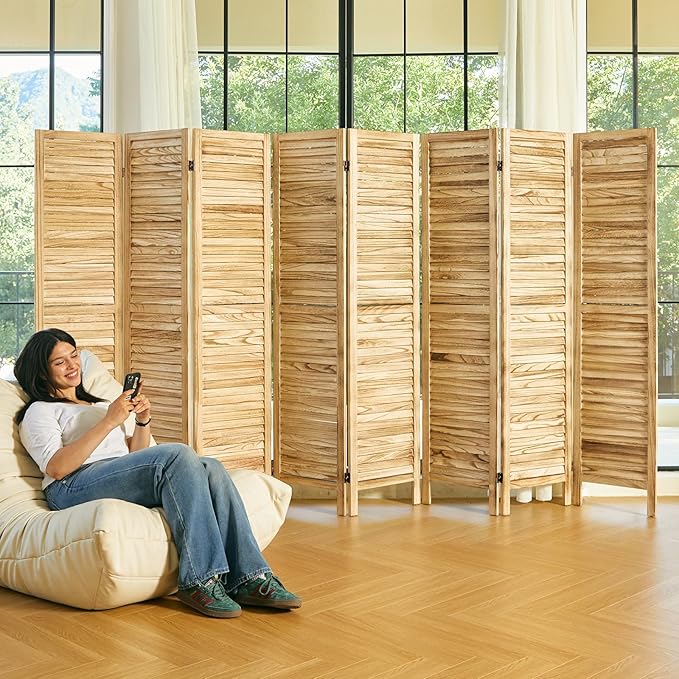 Room Dividers and Folding Privacy Screens, Wood Louvered Separators Divider Wall by Svimi