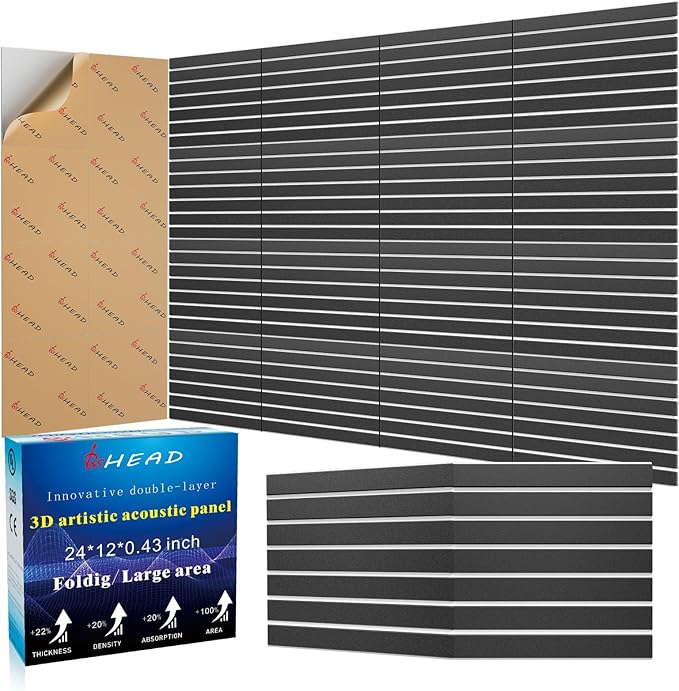BSHEAD 16 Pack 2-Layer Fold Soundproof Wall Panels, High Density, 3D Acoustic by Staytunedforournewproduct
