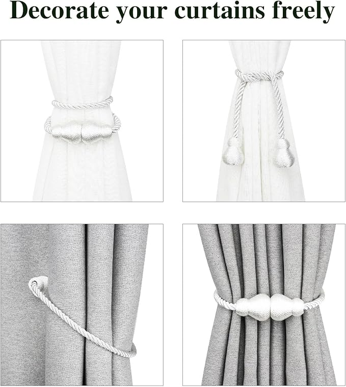 Nieffeiy Magnetic Curtain Tiebacks Outdoor Curtain Tie Backs Rope Decorative - Image 4