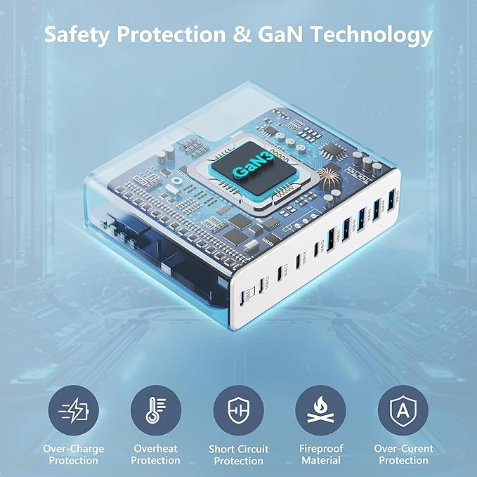 320W USB C Charger Block, 10-Port USB C Charging Station GaN III PD 65W Laptop - Image 5