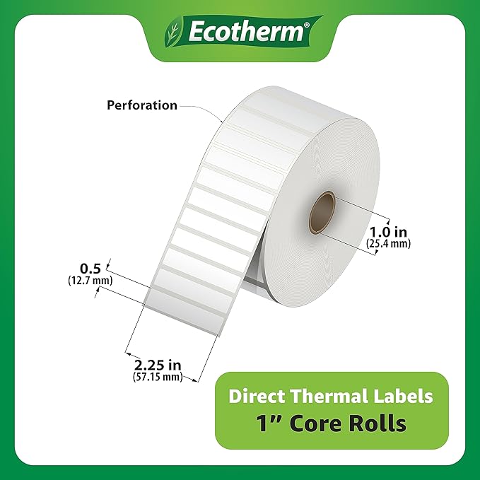 2.25" x .5" Thermal Labels | 6 Rolls | 25200 Labels | fits Zebra, Offnova - Image 3