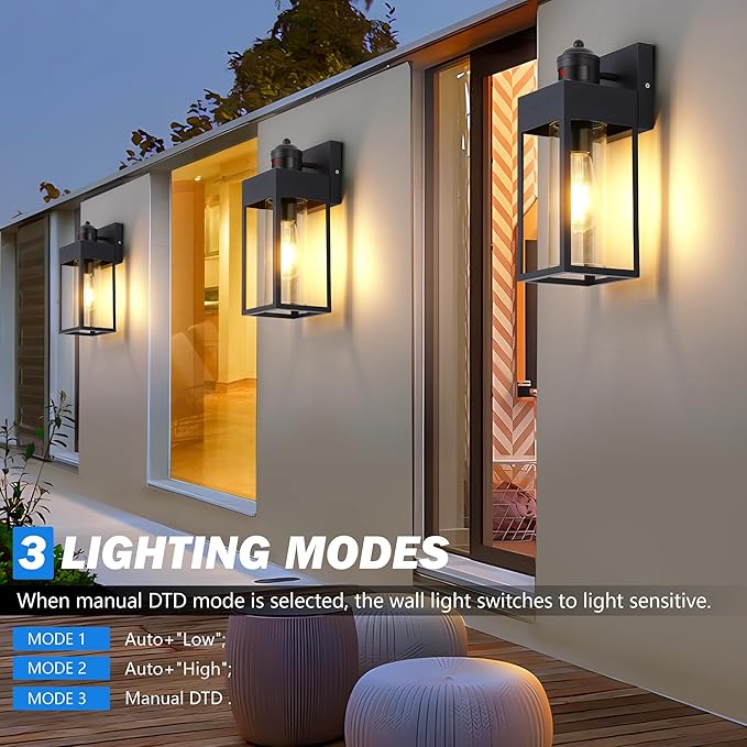 LWSOY Motion Sensor Outdoor Wall Lanterns 2 Packs, Upgrade Dusk to Dawn - Image 3