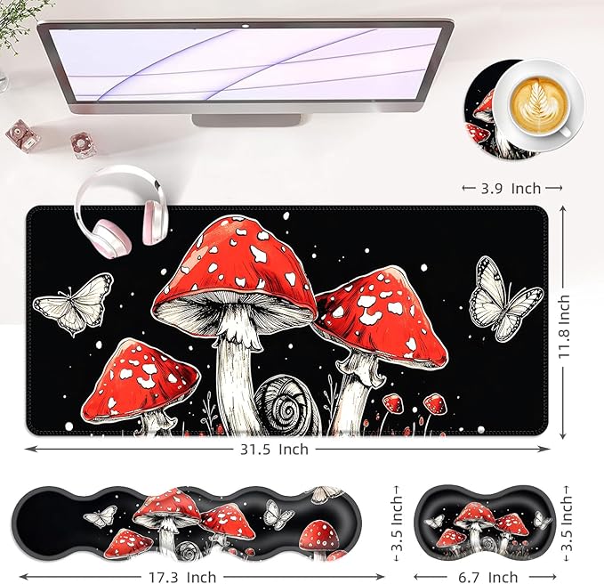 BFUKVOU Large Keyboard Mouse Pad Set, Extended Mouse Pad+Keyboard Wrist Rest - Image 6