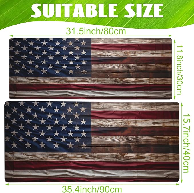 Eflxamz Large Gaming Mouse Pad for Desk, Wooden American Flag Desk Mat - Image 2
