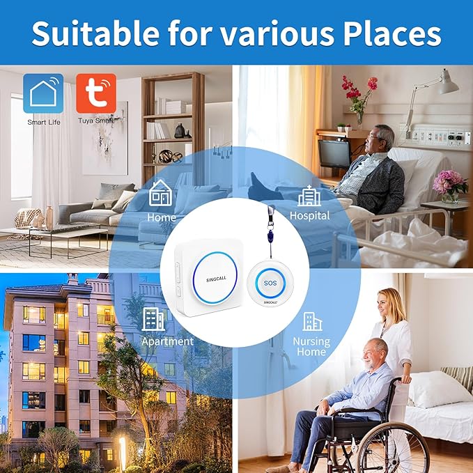 SINGCALL Tuya WiFi SOS Wireless Calling Caregiver Pager System Calling Alert - Image 6