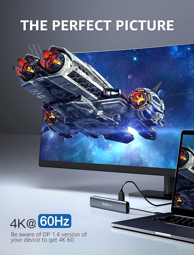 dockteck 7-in-1 USB C Hub with 4K 60Hz HDMI, 1Gbps Ethernet, 100W Power Delivery - Image 3