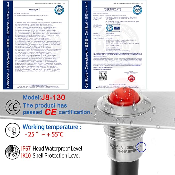 ZGSZJHF 2Pcs 8mm 0.31" Mini Indicator Light 12V-24V Red LED Waterproof IP67 - Image 2