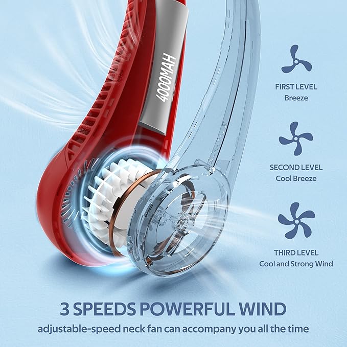 Portable Neck Fan, Hands Free Bladeless Fan, 360° Cooling Personal Fan - Image 3