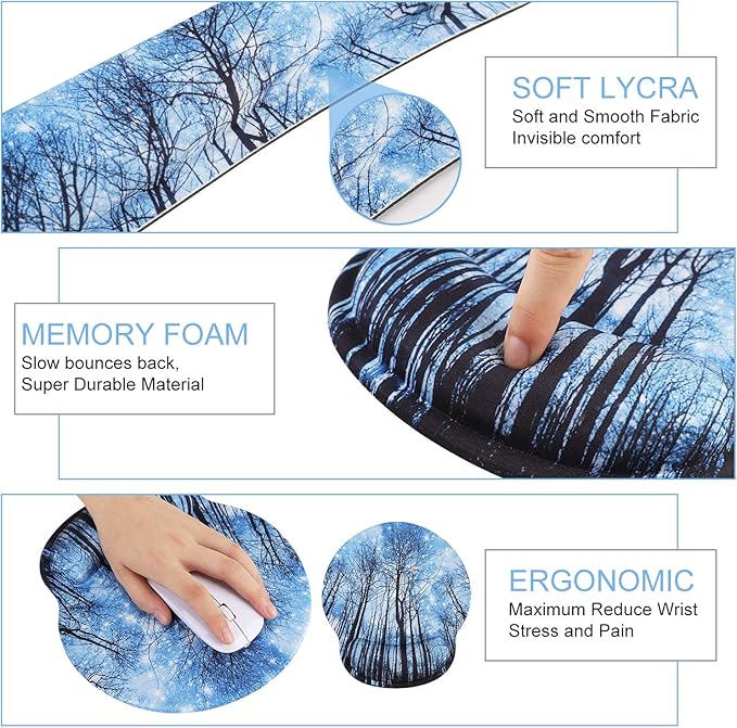 Mouse Pad Keyboard Wrist Rest, Gel Non Slip Rubber Wrist Support Rest Mouse Pad - Image 3