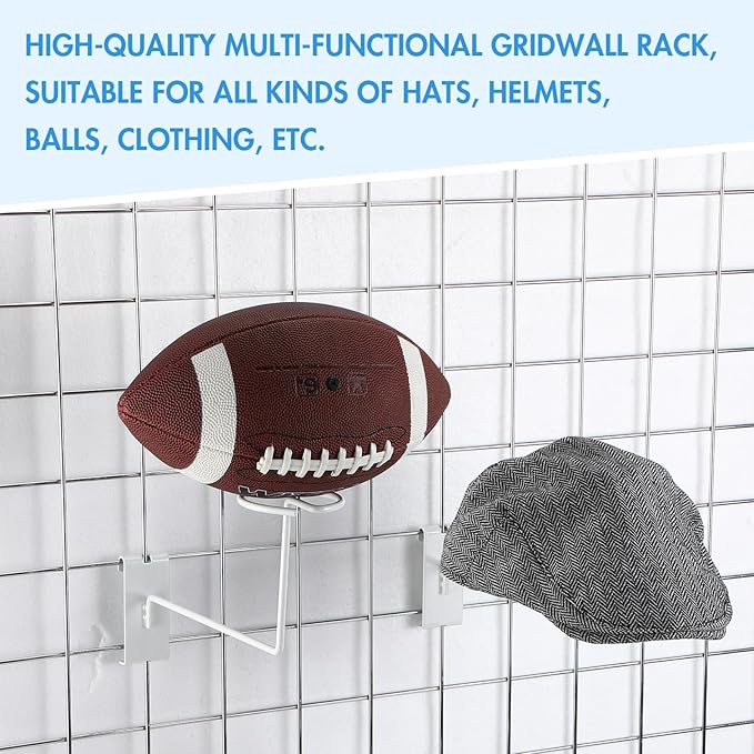 Blulu 6 Pcs Hat Displayer for Gridwall, Metal Hat Helmet Rack Retail Store - Image 4