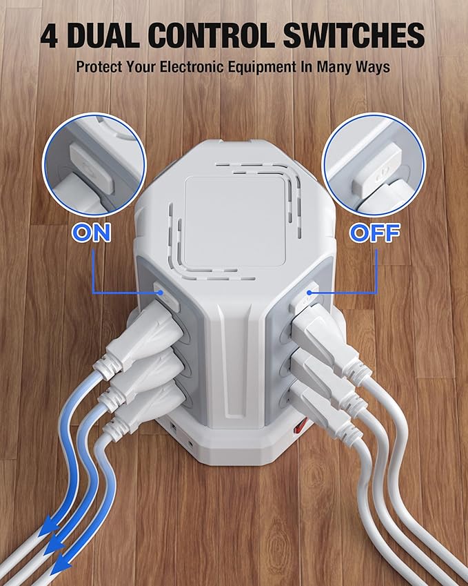 Power Strip Surge Protector, 10 Ft Extension Cord - Image 3