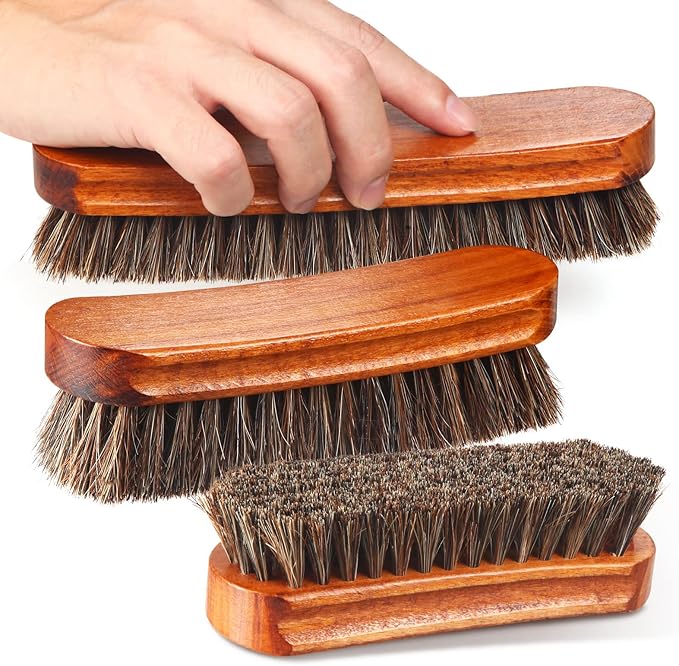 4 Pcs Horsehair Shine Shoes Brush Kit Polish Dauber Applicators Cleaning by ZJoey