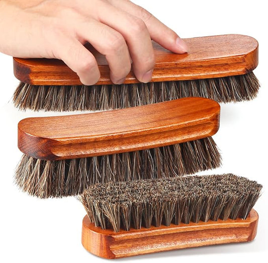 4 Pcs Horsehair Shine Shoes Brush Kit Polish Dauber Applicators Cleaning by ZJoey