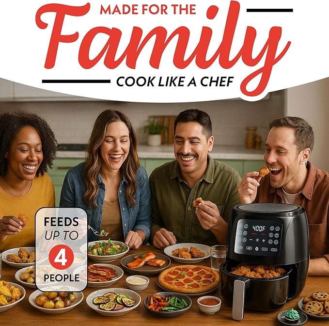 Gourmia Air Fryer Oven Digital Display 4 Quart Large AirFryer Cooker 12 1-Touch - Image 8