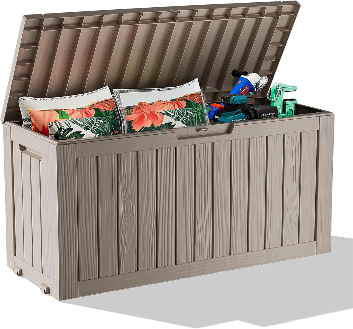 patiozen 90 gallon deck box outdoor, weatherproof resin, main product view