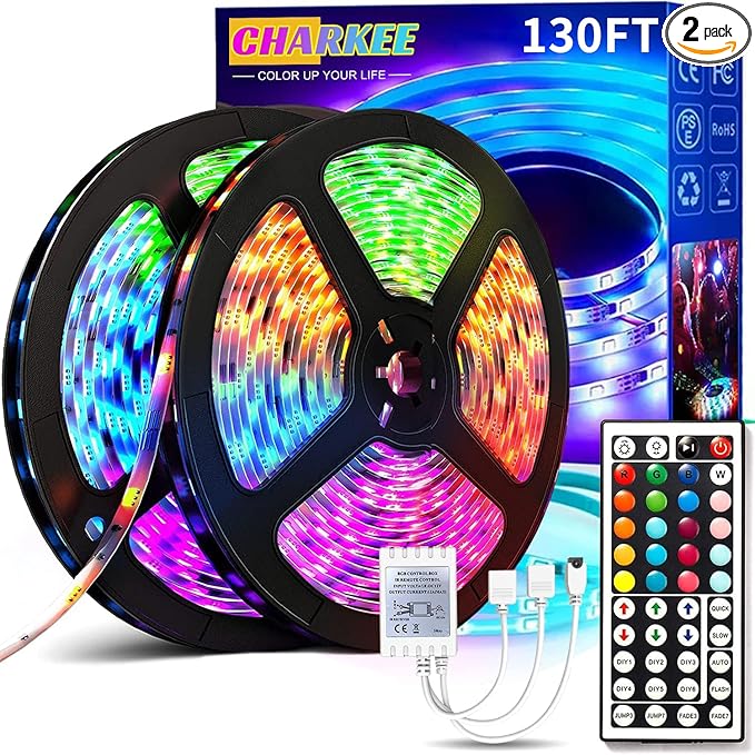 CHARKEE LED Strip Lights 130ft Ultra Long RGB Color Changing LED Light Strips by CHARKEE