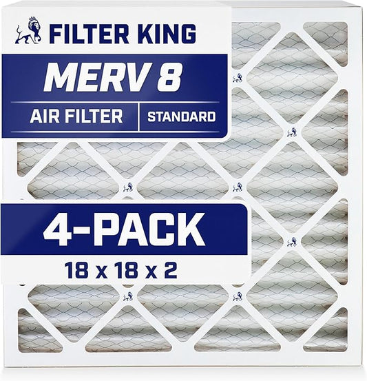 Filter King 18x18x2 Air Filter | 4-PACK | MERV 8 HVAC Pleated A/C Furnace by FilterKing