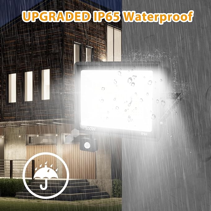YANYCN 2 Pack 300W LED Motion Sensor Flood Light, LED Work Light - Image 3