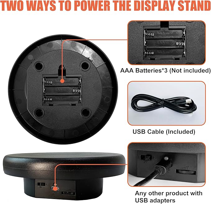 6.3 inch / 4.4LBS Load, 360 Degree Electronic Turntable Display Stand - Image 3
